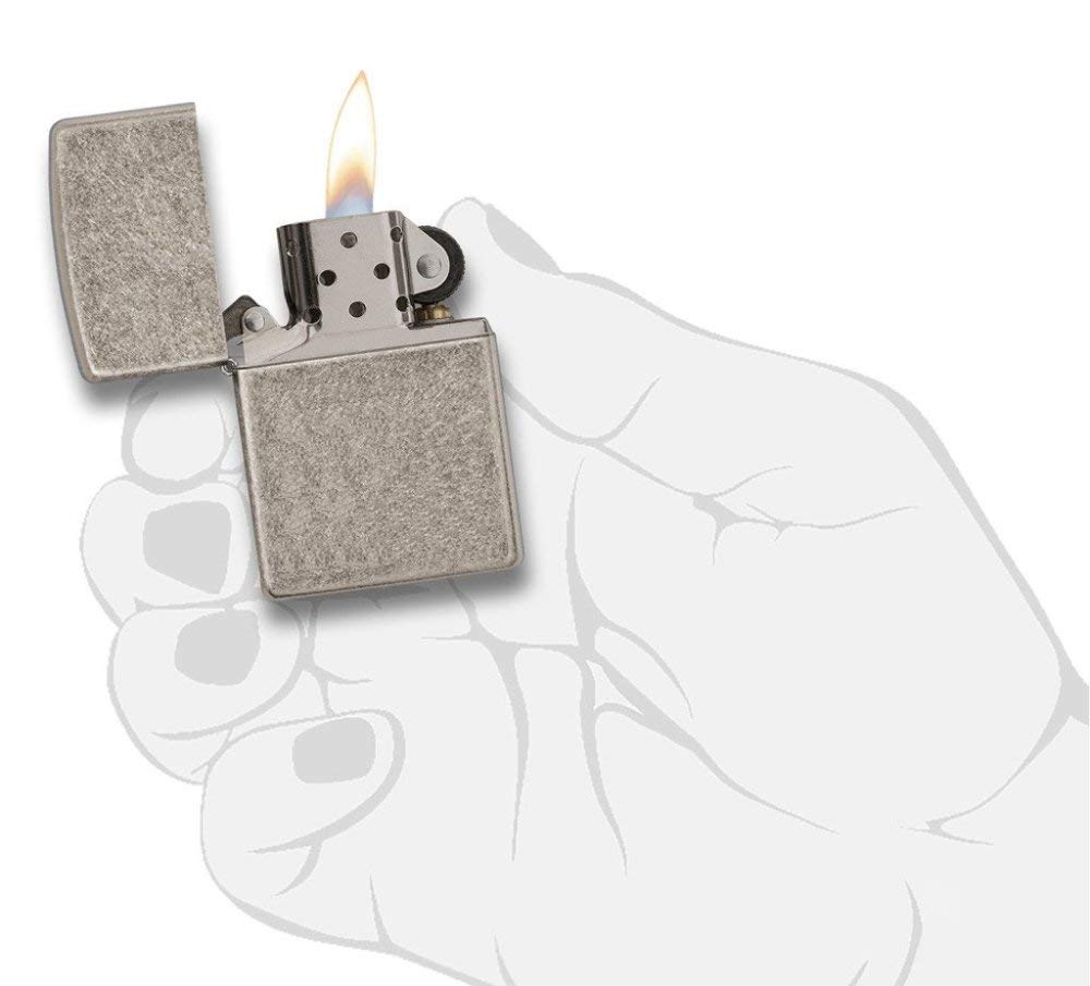 Zippo Antique Silver Plate Pocket Lighter - Windproof & Refillable Flip-Top Metal Lighter - Everyday Use Pocket Lighters - Luxury Lighters Made in USA