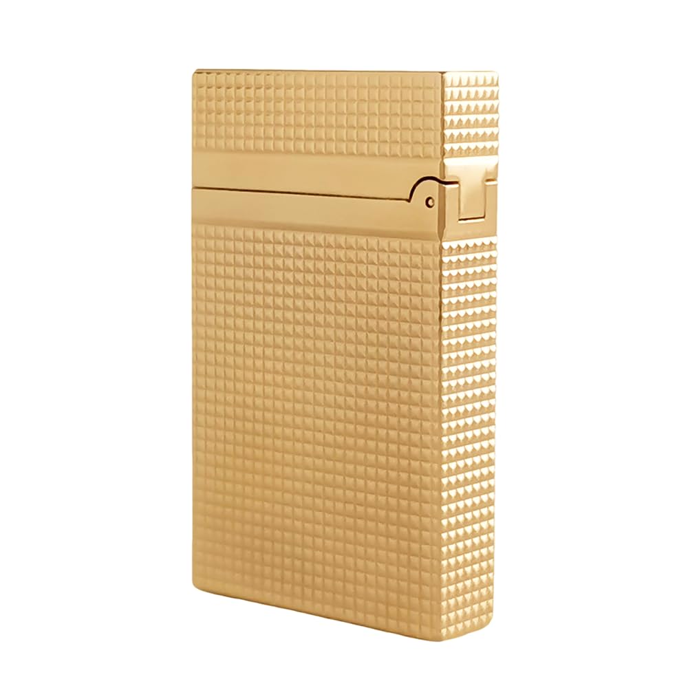 Classic Ligne 2 Lighter – Iconic “Ping” Sound, Diamond Head Brass Lighter, Adjustable Soft Flame, Luxury Gift for Men Dad Boyfriend (Gold1)