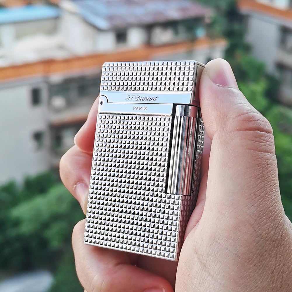 Classic Ligne 2 Lighter – Iconic “Ping” Sound, Diamond Head Brass Lighter, Adjustable Soft Flame, Luxury Gift for Men Dad Boyfriend (Gold1)