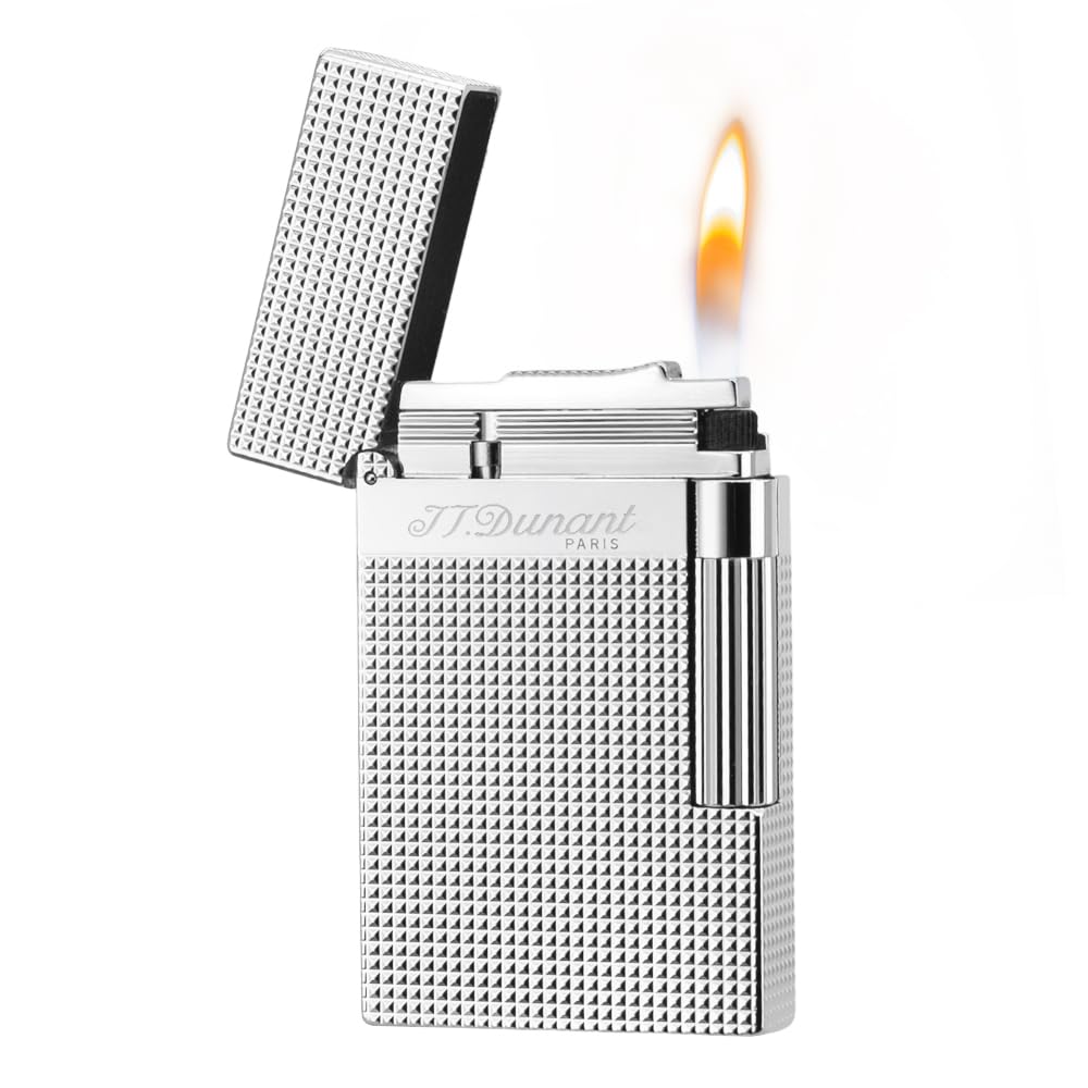 Classic Ligne 2 Lighter – Iconic “Ping” Sound, Diamond Head Brass Lighter, Adjustable Soft Flame, Luxury Gift for Men Dad Boyfriend (Gold1)