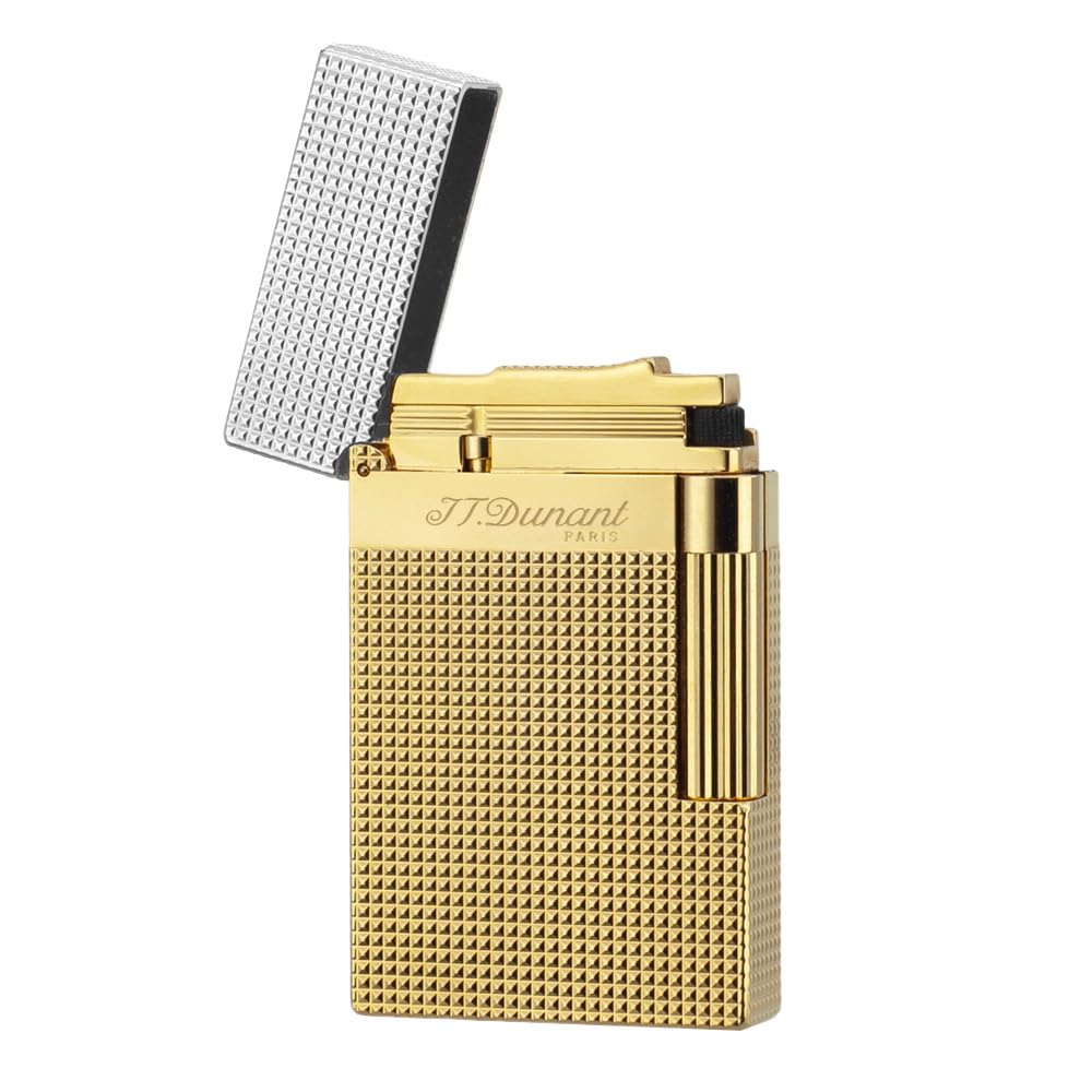 Classic Ligne 2 Lighter – Iconic “Ping” Sound, Diamond Head Brass Lighter, Adjustable Soft Flame, Luxury Gift for Men Dad Boyfriend (Gold1)
