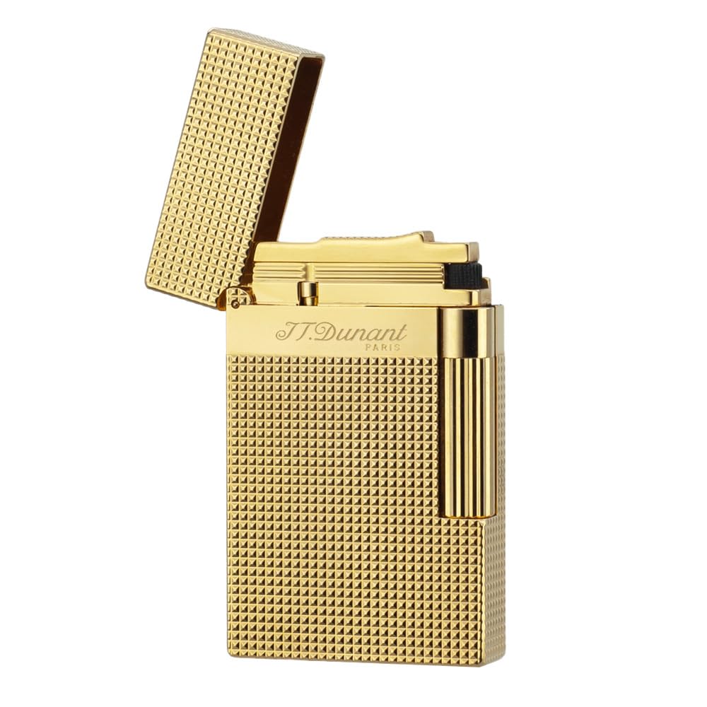 Classic Ligne 2 Lighter – Iconic “Ping” Sound, Diamond Head Brass Lighter, Adjustable Soft Flame, Luxury Gift for Men Dad Boyfriend (Gold1)