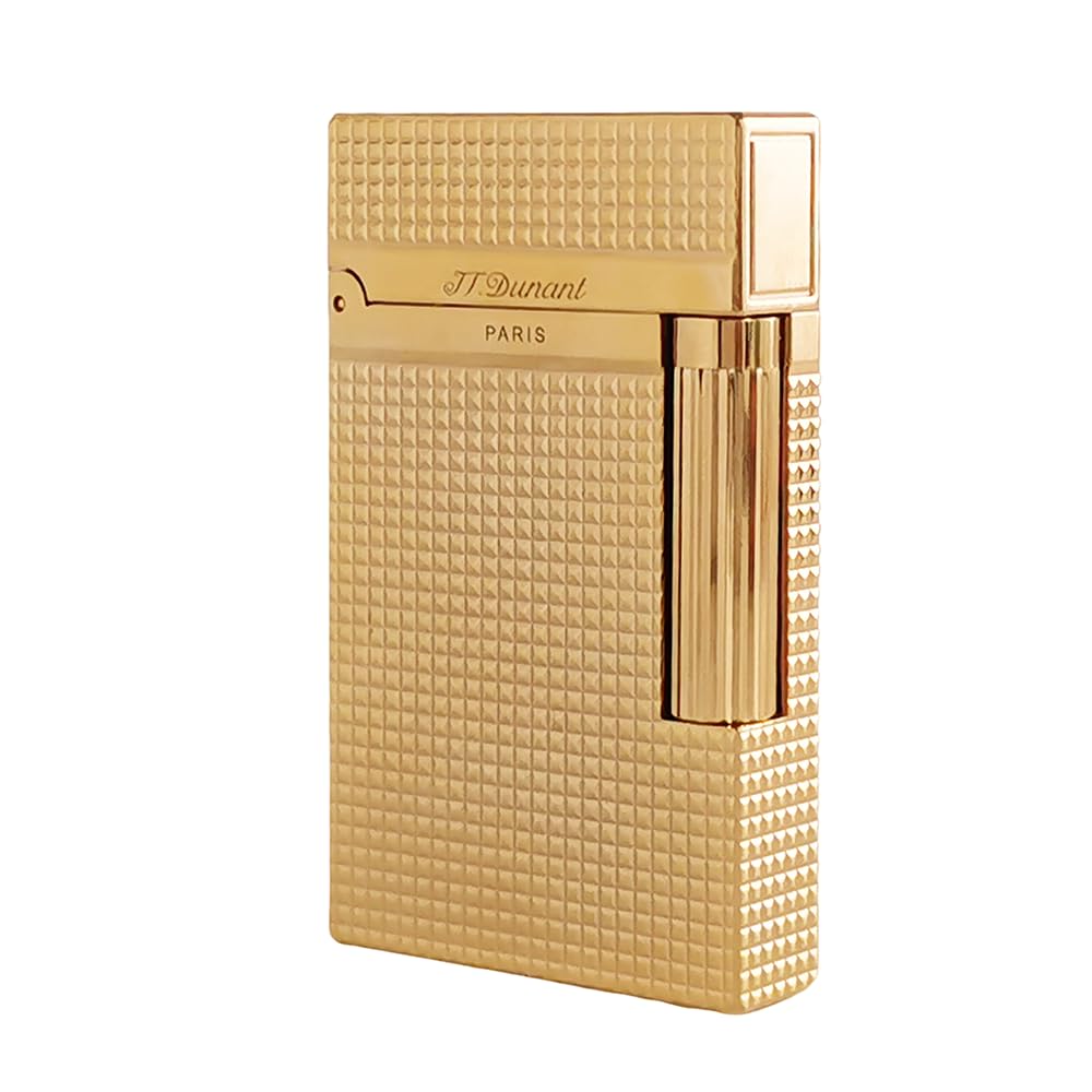 Classic Ligne 2 Lighter – Iconic “Ping” Sound, Diamond Head Brass Lighter, Adjustable Soft Flame, Luxury Gift for Men Dad Boyfriend (Gold1)
