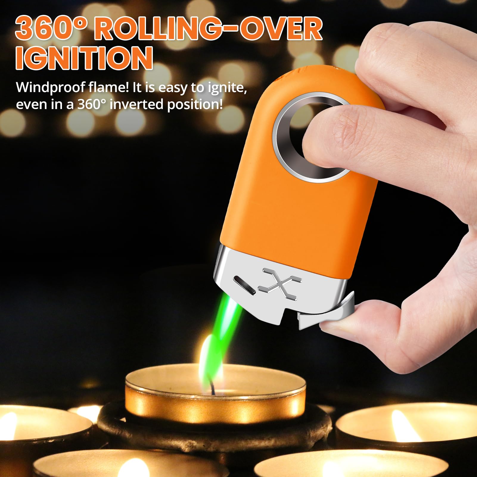 Cool Butane Torch Lighter, Funny Keychain Lighters for Candle BBQ, Refillable&Adjustable EDC Pocket Lighter with Windproof Jet Flame, Unique Gifts for Men Women (Black)